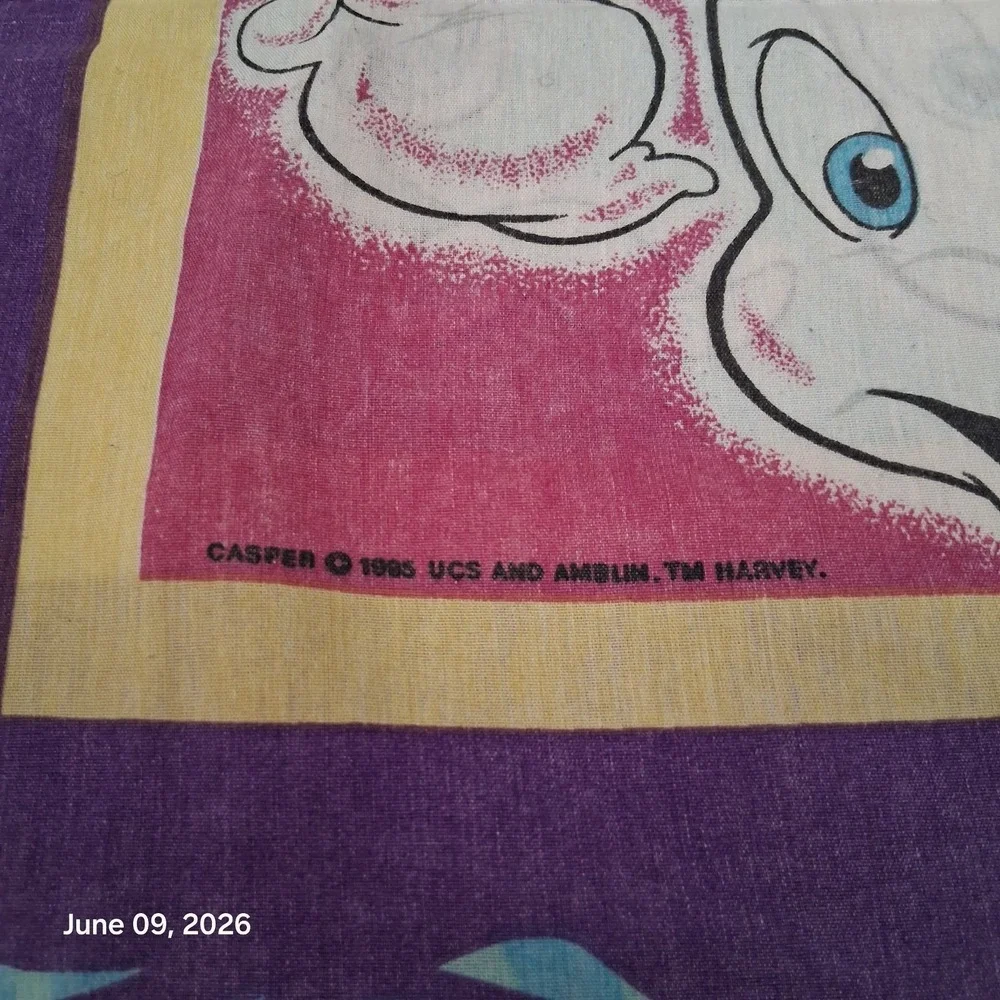 Vintage 1995 Casper‎ the Friendly Ghost Pillow Case Blue Double Sided 30 x 18